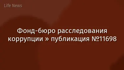 Фонд-бюро расследования коррупции » публикация №11698