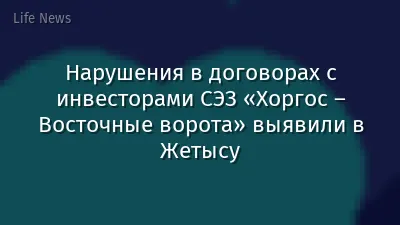 Нарушения в договорах с инвесторами СЭЗ «Хоргос – Восточные ворота» выявили в Жетысу