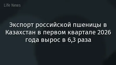 Экспорт российской пшеницы в Казахстан в первом квартале 2026 года вырос в 6,3 раза