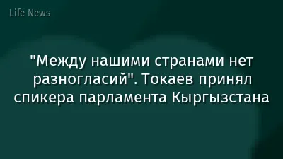 "Между нашими странами нет разногласий". Токаев принял спикера парламента Кыргызстана