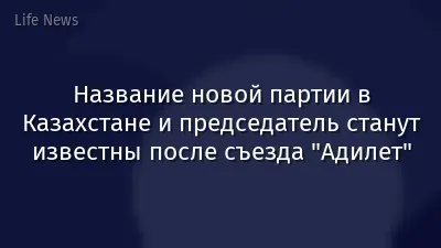 Название новой партии в Казахстане и председатель станут известны после съезда "Адилет"