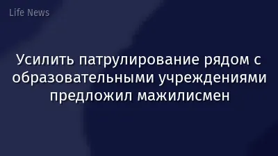 Усилить патрулирование рядом с образовательными учреждениями предложил мажилисмен