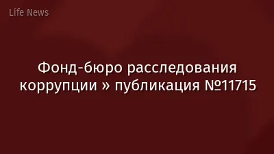 Фонд-бюро расследования коррупции » публикация №11715