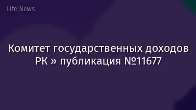 Комитет государственных доходов РК » публикация №11677
