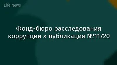 Фонд-бюро расследования коррупции » публикация №11720
