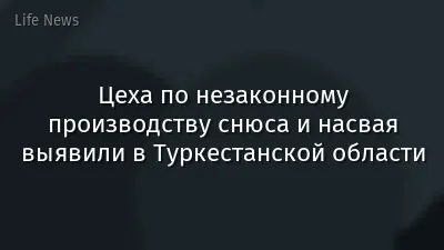 Цеха по незаконному производству снюса и насвая выявили в Туркестанской области