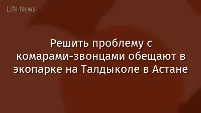 Решить проблему с комарами-звонцами обещают в экопарке на Талдыколе в Астане