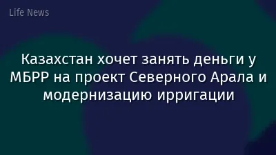 Казахстан хочет занять деньги у МБРР на проект Северного Арала и модернизацию ирригации