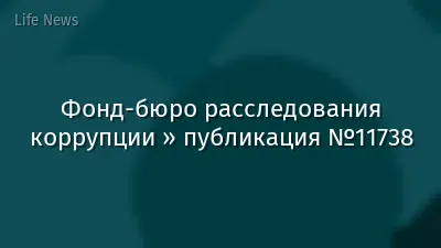Фонд-бюро расследования коррупции » публикация №11738