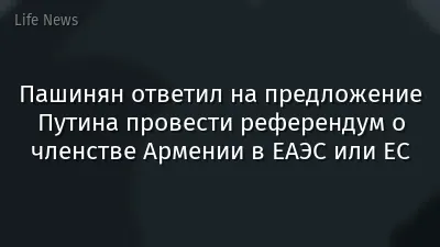 Пашинян ответил на предложение Путина провести референдум о членстве Армении в ЕАЭС или ЕС