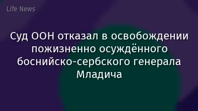 Суд ООН отказал в освобождении пожизненно осуждённого боснийско-сербского генерала Младича