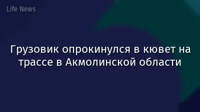Грузовик опрокинулся в кювет на трассе в Акмолинской области