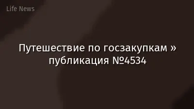 Путешествие по госзакупкам » публикация №4534