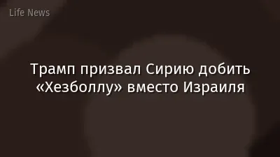 Трамп призвал Сирию добить «Хезболлу» вместо Израиля