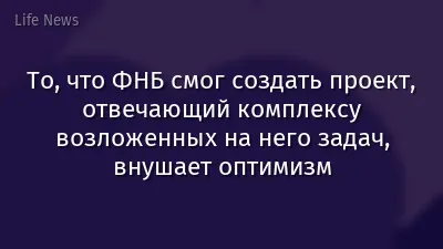 То, что ФНБ смог создать проект, отвечающий комплексу возложенных на него задач, внушает оптимизм