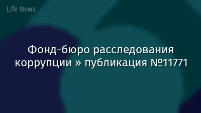 Фонд-бюро расследования коррупции » публикация №11771
