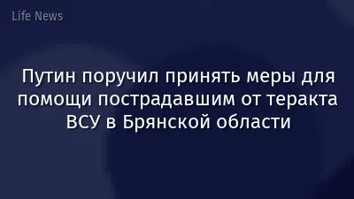 Путин поручил принять меры для помощи пострадавшим от теракта ВСУ в Брянской области