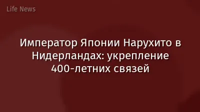Император Японии Нарухито в Нидерландах: укрепление 400-летних связей