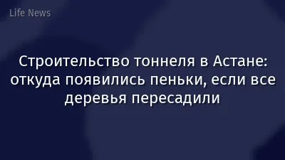 Строительство тоннеля в Астане: откуда появились пеньки, если все деревья пересадили