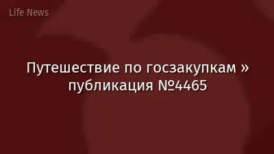 Путешествие по госзакупкам » публикация №4465