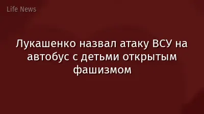 Лукашенко назвал атаку ВСУ на автобус с детьми открытым фашизмом