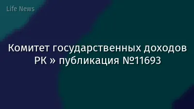 Комитет государственных доходов РК » публикация №11693