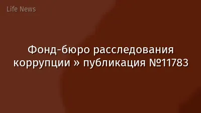 Фонд-бюро расследования коррупции » публикация №11783
