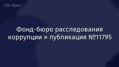 Фонд-бюро расследования коррупции » публикация №11795