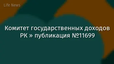 Комитет государственных доходов РК » публикация №11699