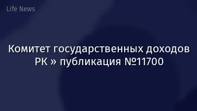 Комитет государственных доходов РК » публикация №11700