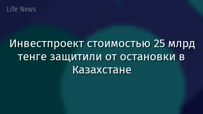 Инвестпроект стоимостью 25 млрд тенге защитили от остановки в Казахстане