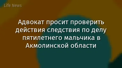 Адвокат просит проверить действия следствия по делу пятилетнего мальчика в Акмолинской области