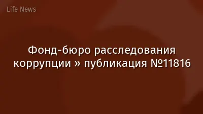 Фонд-бюро расследования коррупции » публикация №11816