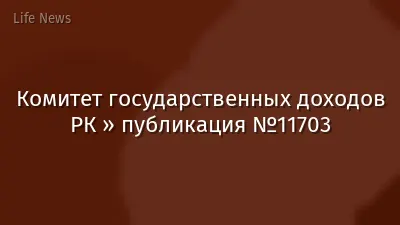 Комитет государственных доходов РК » публикация №11703