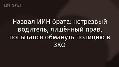 Назвал ИИН брата: нетрезвый водитель, лишённый прав, попытался обмануть полицию в ЗКО