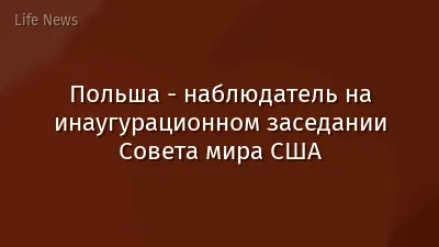 Польша - наблюдатель на инаугурационном заседании Совета мира США
