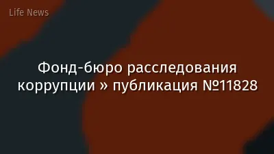 Фонд-бюро расследования коррупции » публикация №11828