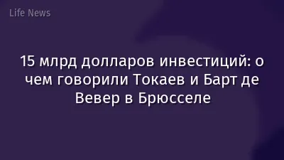 15 млрд долларов инвестиций: о чем говорили Токаев и Барт де Вевер в Брюсселе