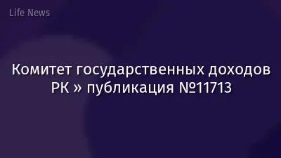 Комитет государственных доходов РК » публикация №11713