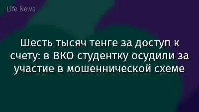 Шесть тысяч тенге за доступ к счету: в ВКО студентку осудили за участие в мошеннической схеме