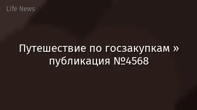 Путешествие по госзакупкам » публикация №4568