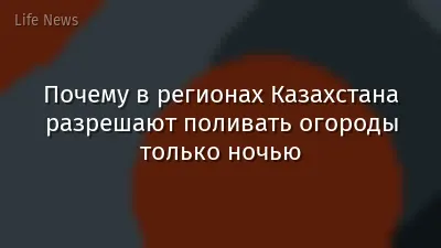 Почему в регионах Казахстана разрешают поливать огороды только ночью