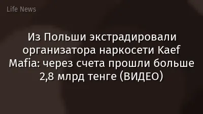 Из Польши экстрадировали организатора наркосети Kaef Mafia: через счета прошли больше 2,8 млрд тенге (ВИДЕО)
