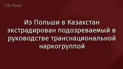 Из Польши в Казахстан экстрадирован подозреваемый в руководстве транснациональной наркогруппой