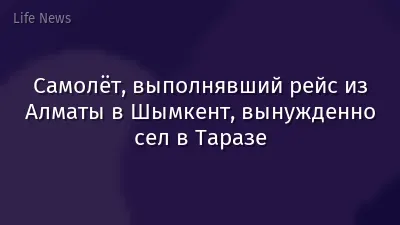 Самолёт, выполнявший рейс из Алматы в Шымкент, вынужденно сел в Таразе