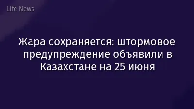 Жара сохраняется: штормовое предупреждение объявили в Казахстане на 25 июня
