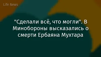"Сделали всё, что могли". В Минобороны высказались о смерти Ербаяна Мухтара