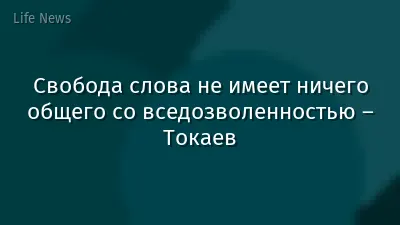 Свобода слова не имеет ничего общего со вседозволенностью – Токаев