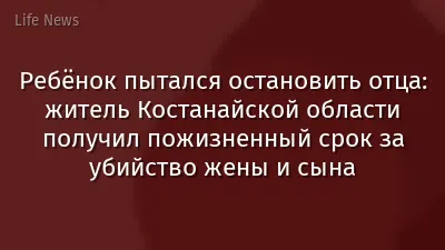 Ребёнок пытался остановить отца: житель Костанайской области получил пожизненный срок за убийство жены и сына