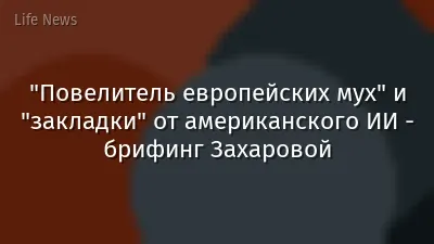 "Повелитель европейских мух" и "закладки" от американского ИИ - брифинг Захаровой